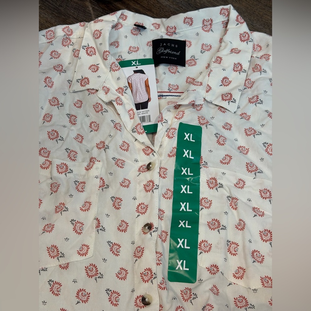 JACHS Girlfriend White and Pink Blouse - Picture 4 of 6